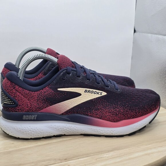 Brooks Ghost 16 Women's Blue Pink White Peacoat Running Shoes Size 8.5 D Wide - Picture 3 of 10